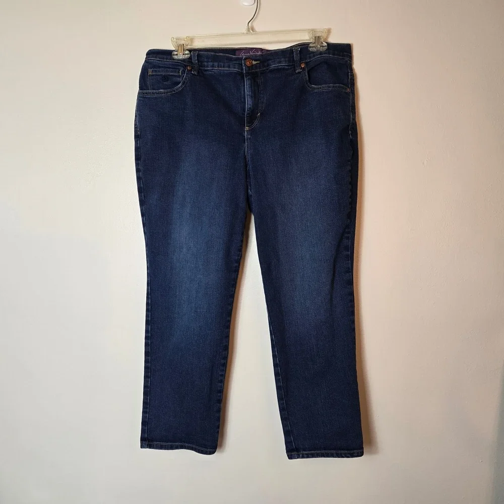 Gloria‎ Vanderbilt Amanda Straight Leg Jeans Dark Wash Blue 16WS LGVB-2692-MDNW
